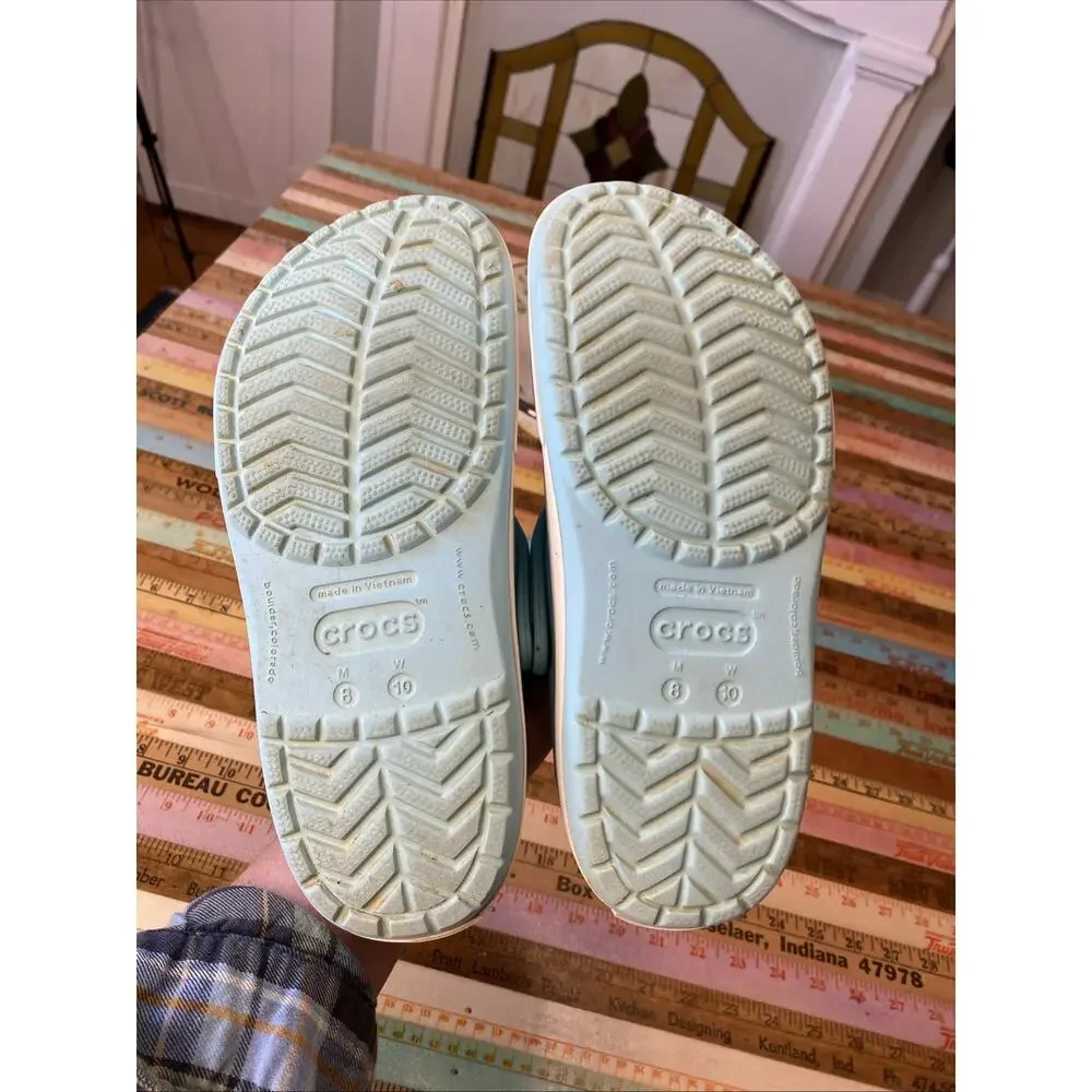 CROCS Crocband II Women's Size 10 Mens 8 Ice Blue White Clog w/ Jibbits